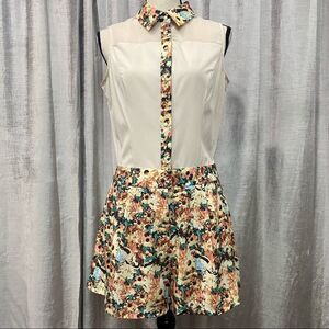 VERO MODA Floral Print & Cream Button Up Romper